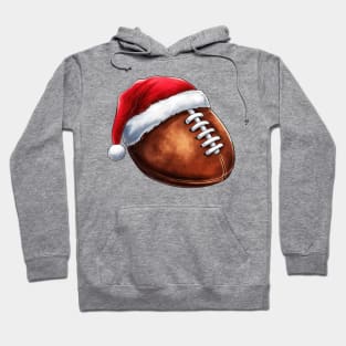 Christmas American Football in Santa Hat Hoodie